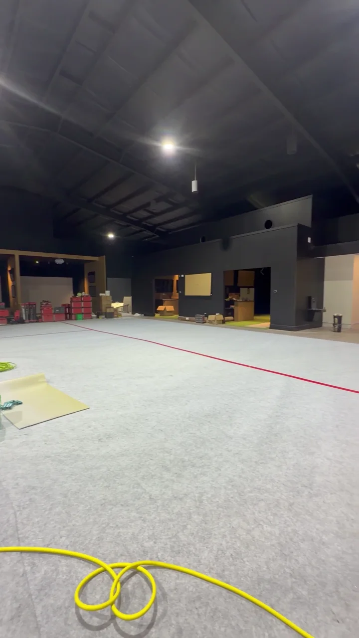 A walk into the main interior hall during construction