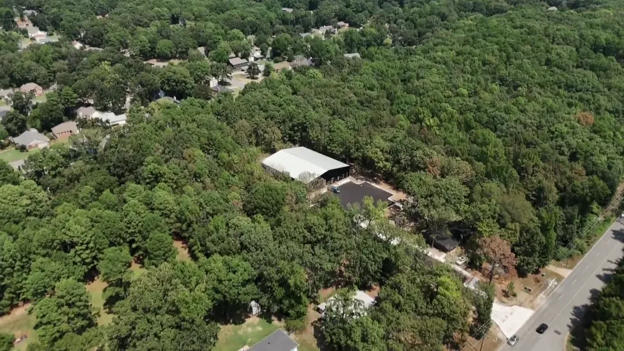 An aerial view of Dogwood and the surrounding trees in Little Rock
